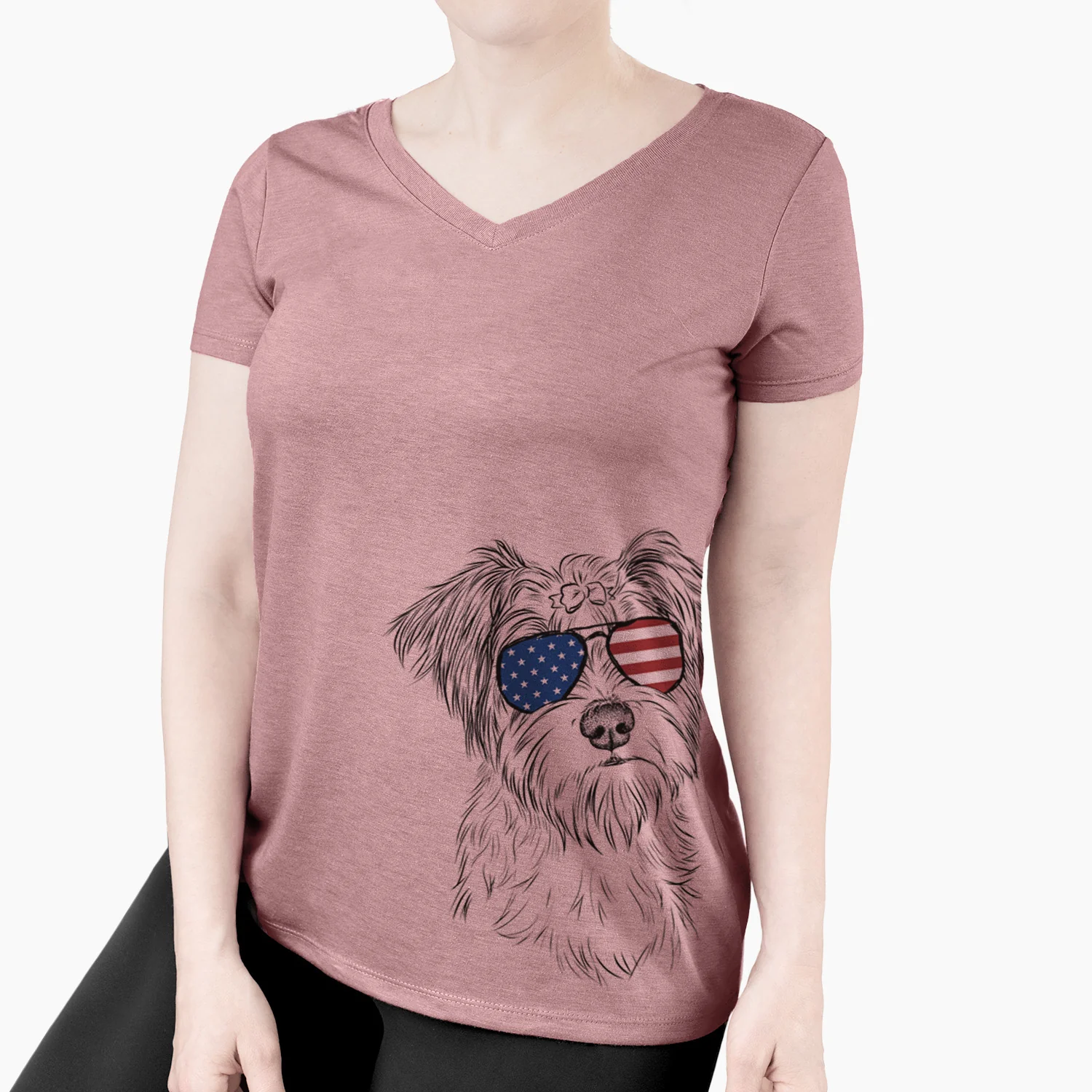 USA Birdee the Schnauzer Mix - Women's Perfect V-neck Shirt - Image 4