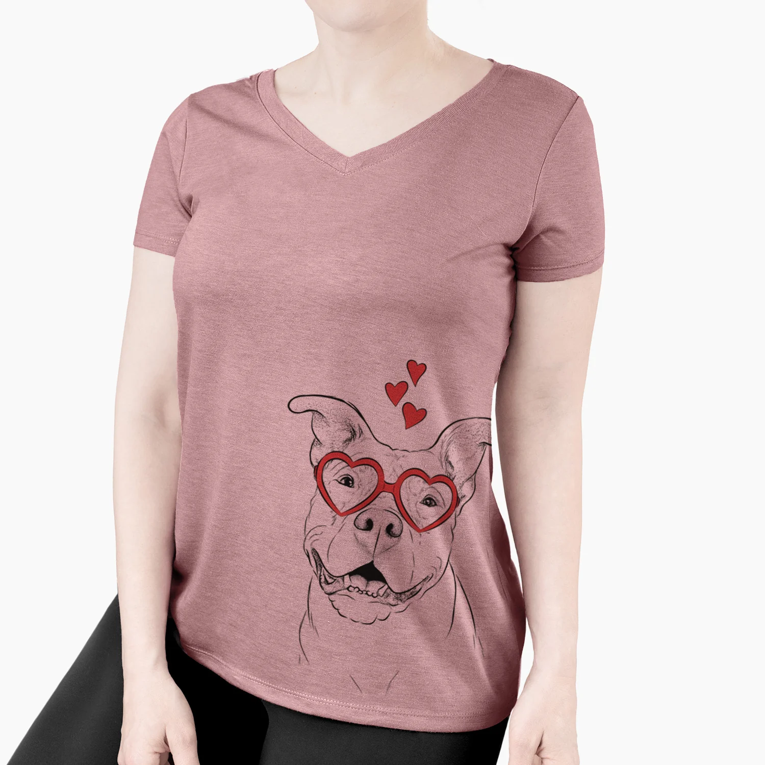 Valentine Malibu the Staffordshire Terrier/Pitbull Mix - Women's Perfect V-neck Shirt - Image 3