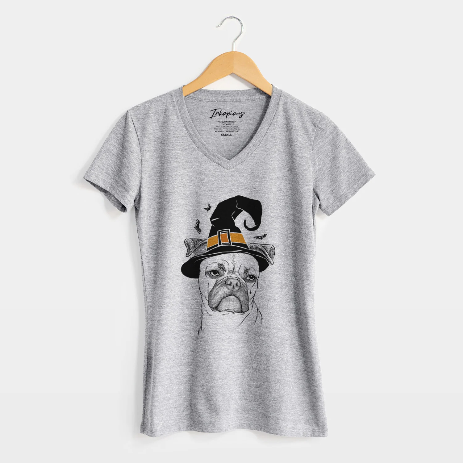 Witch Mack the Bugg (Boston Terrier/Pug) - Women's Perfect V-neck Shirt - Image 8