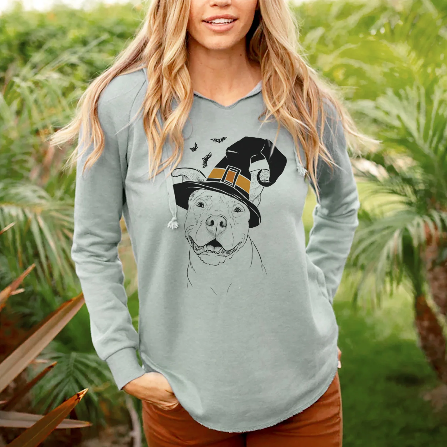 Witch Malibu the Staffordshire Terrier/Pitbull Mix - Cali Wave Hooded Sweatshirt - Image 3