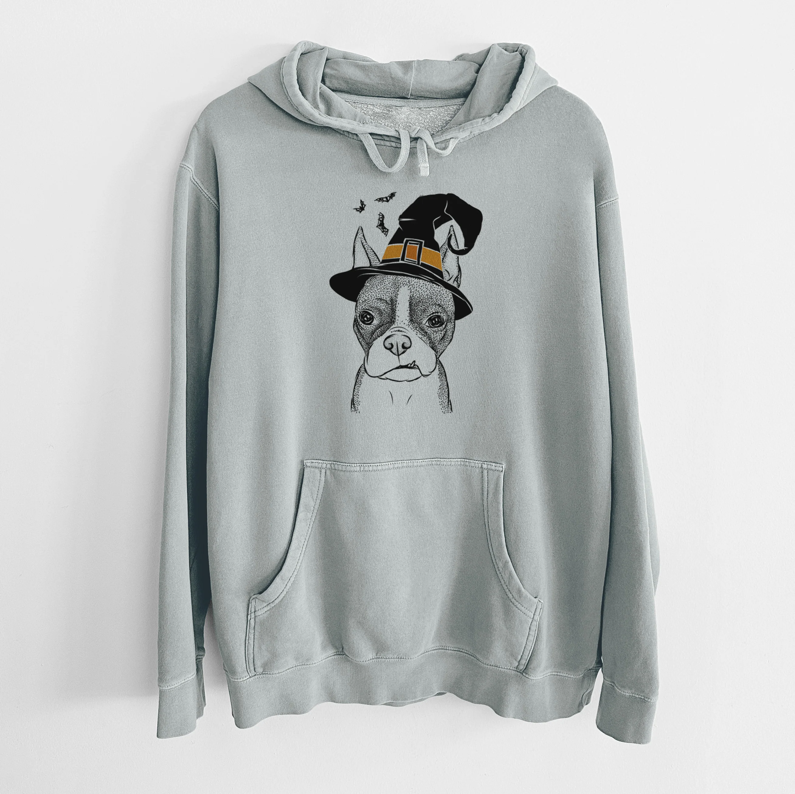 Witch Bean the Boston Terrier - Unisex Pigment Dyed Hoodie - Image 6