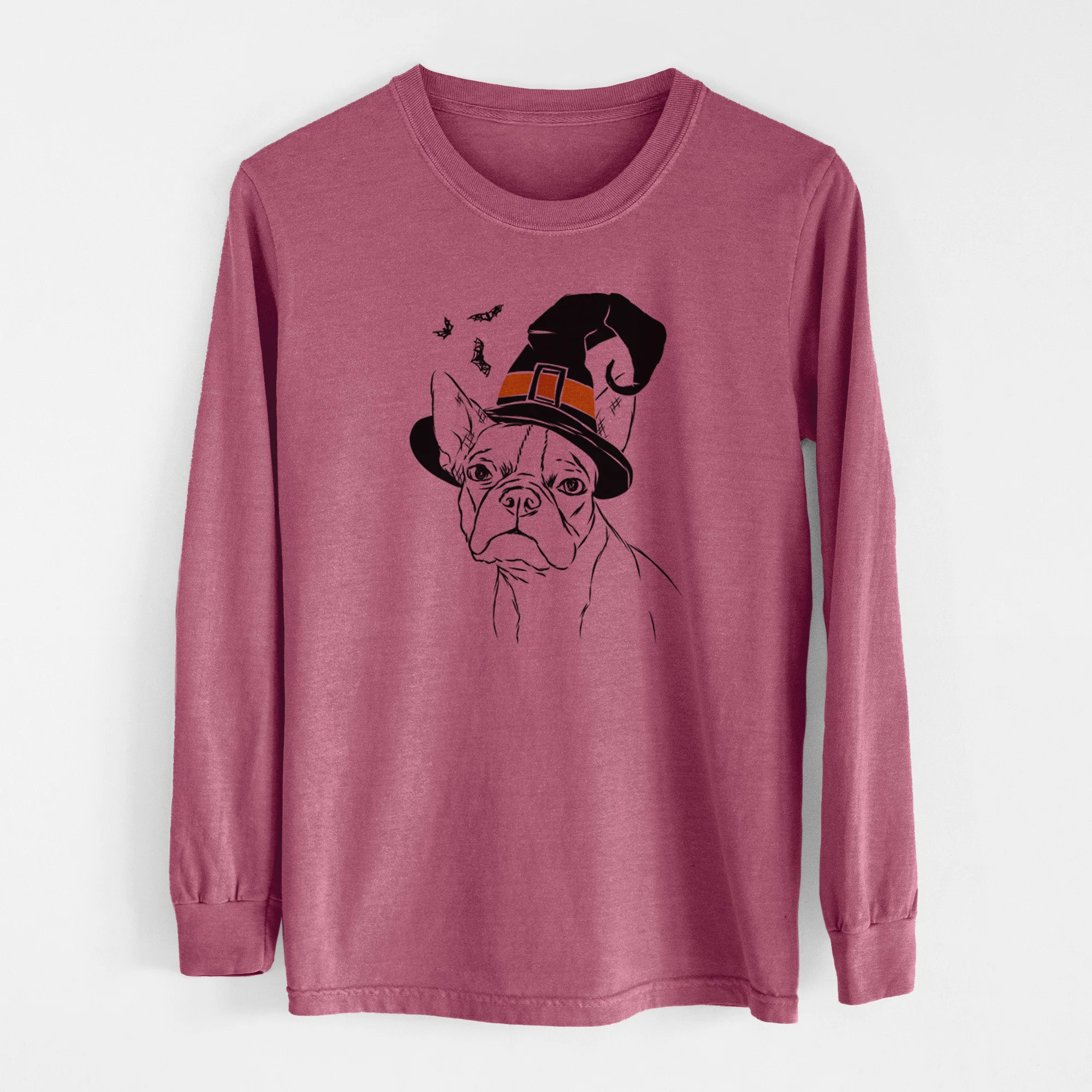 Witch Charles the Boston Terrier - Men's Heavyweight 100% Cotton Long Sleeve - Image 11