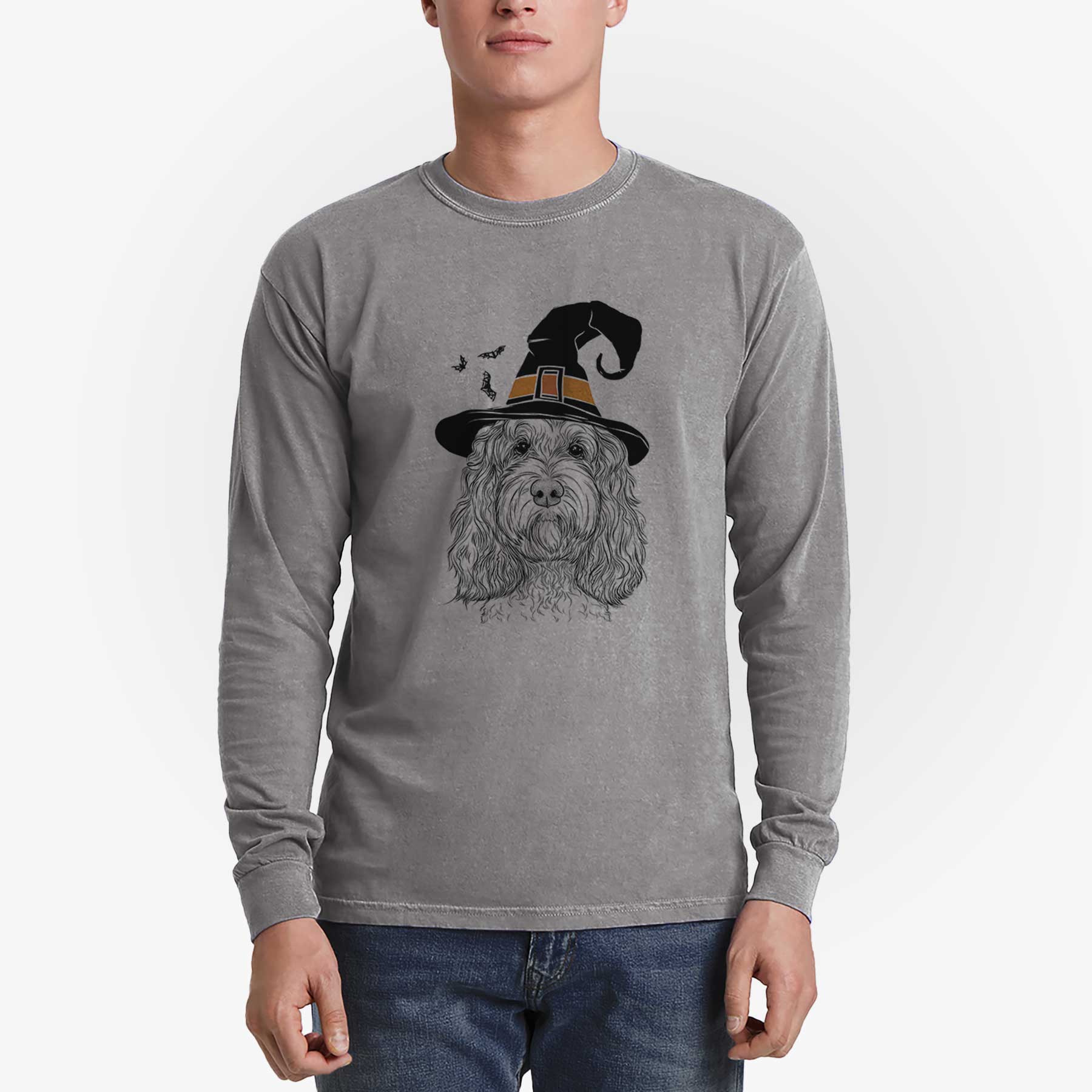 Witch Chloe the Cockapoo - Men's Heavyweight 100% Cotton Long Sleeve - Image 5