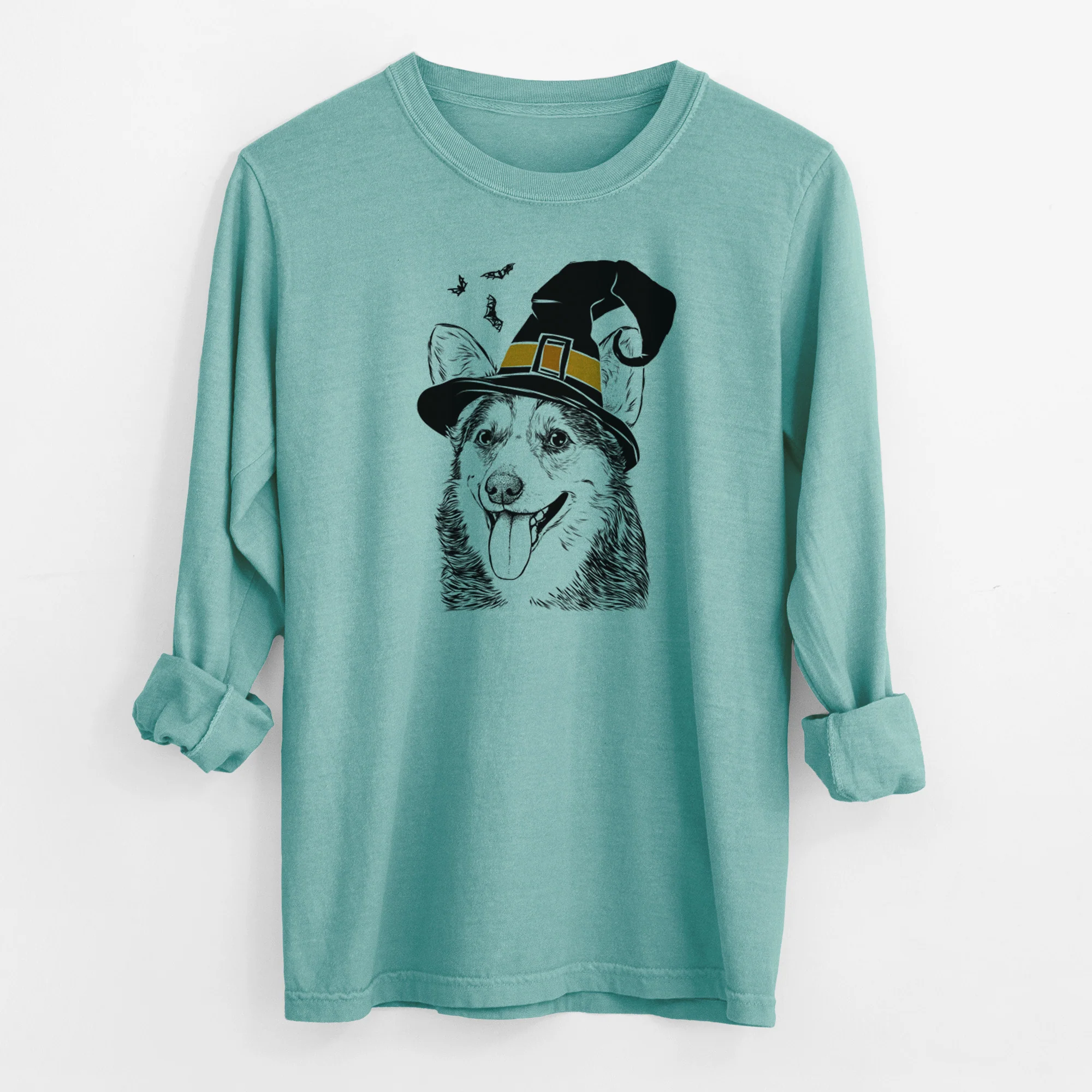 Witch Darma the Corgi - Men's Heavyweight 100% Cotton Long Sleeve - Image 9