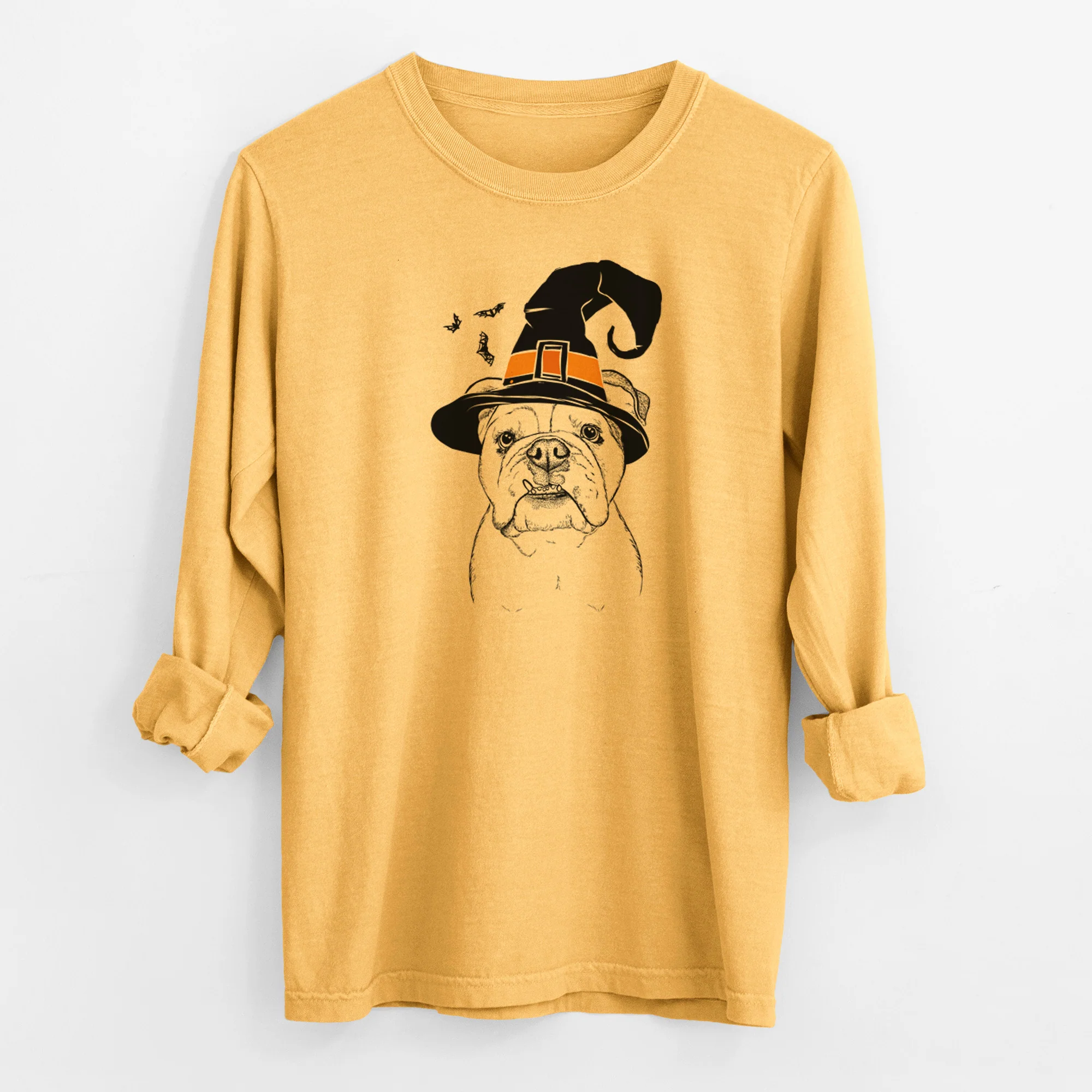 Witch Dazy the English Bulldog - Men's Heavyweight 100% Cotton Long Sleeve - Image 3