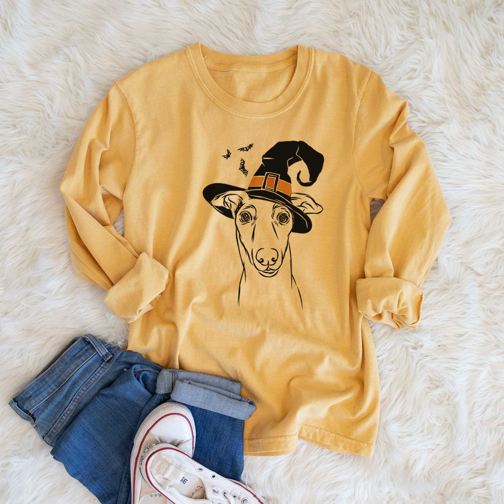Witch Diva the Greyhound - Men's Heavyweight 100% Cotton Long Sleeve - Image 6