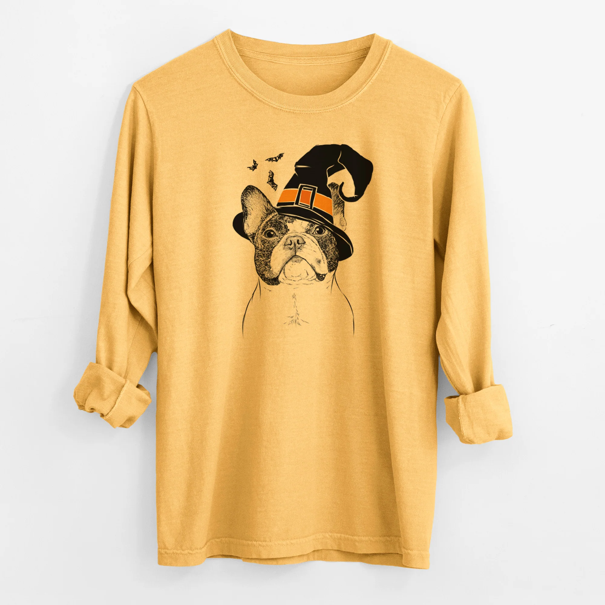 Witch Ella the French Bulldog - Men's Heavyweight 100% Cotton Long Sleeve - Image 3