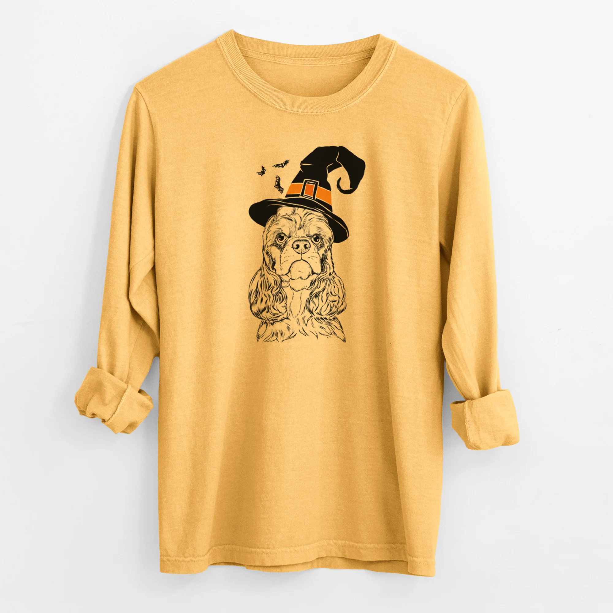 Witch Emma the Cocker Spaniel - Men's Heavyweight 100% Cotton Long Sleeve - Image 3