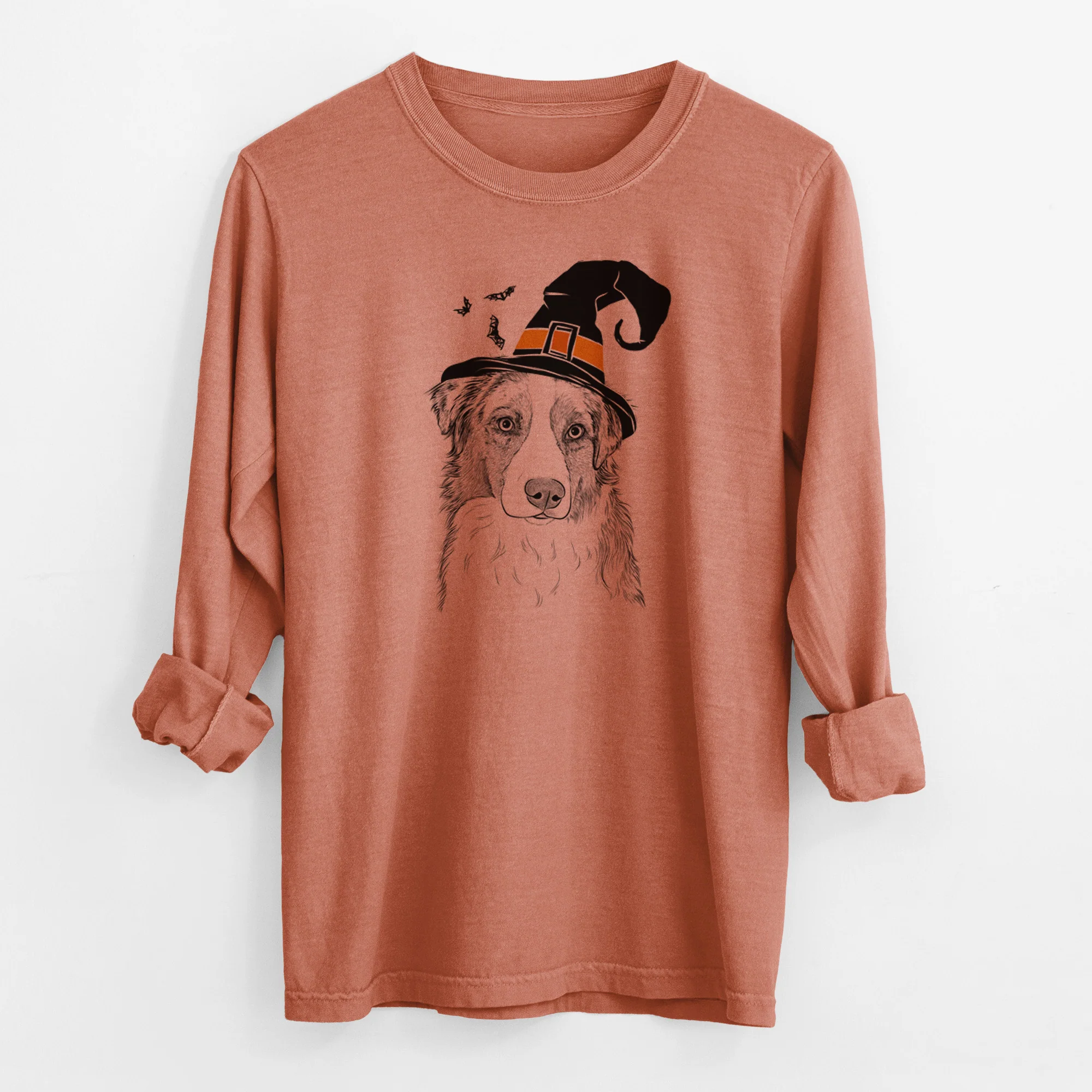 Witch Ginger the Australian Shepherd - Men's Heavyweight 100% Cotton Long Sleeve