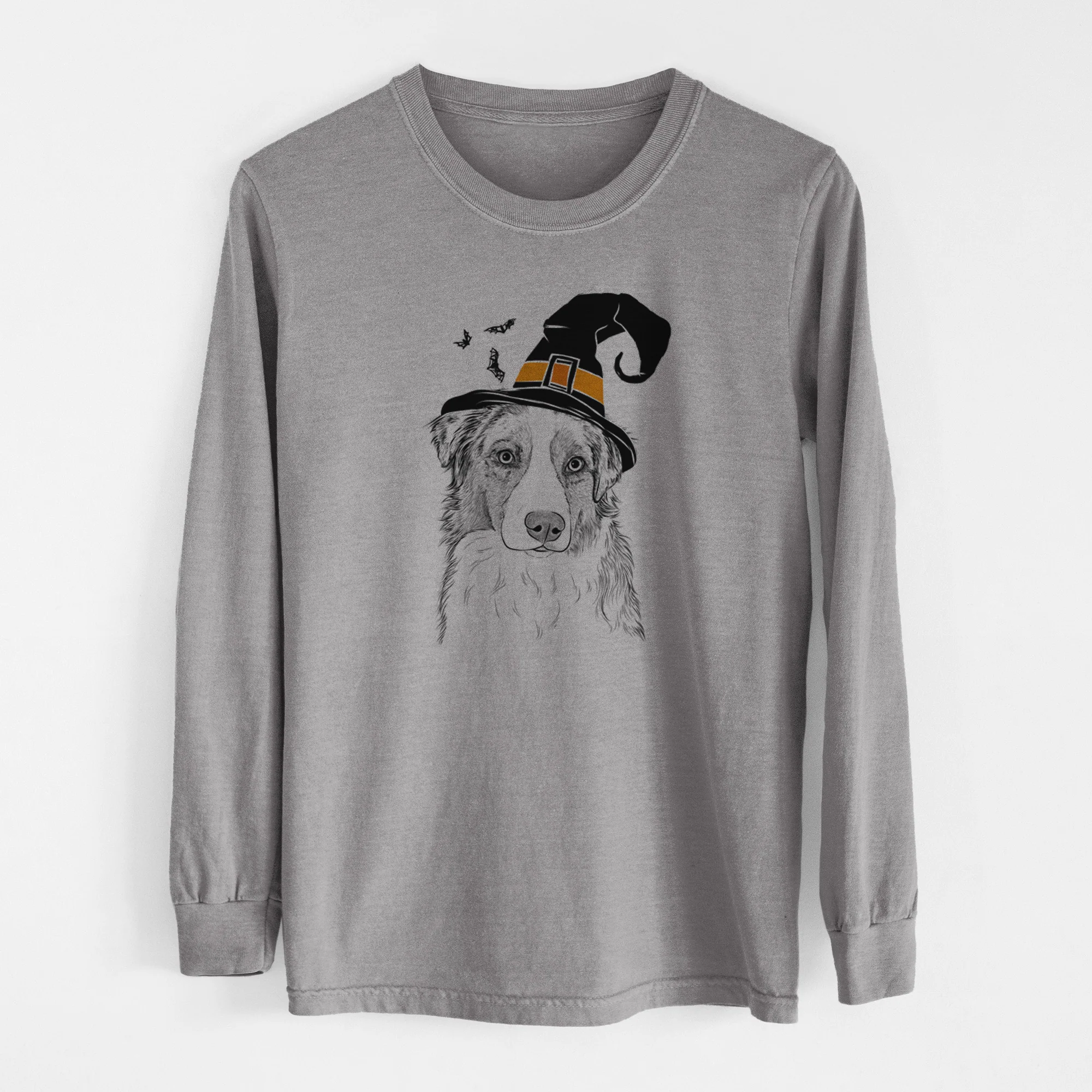 Witch Ginger the Australian Shepherd - Men's Heavyweight 100% Cotton Long Sleeve - Image 7
