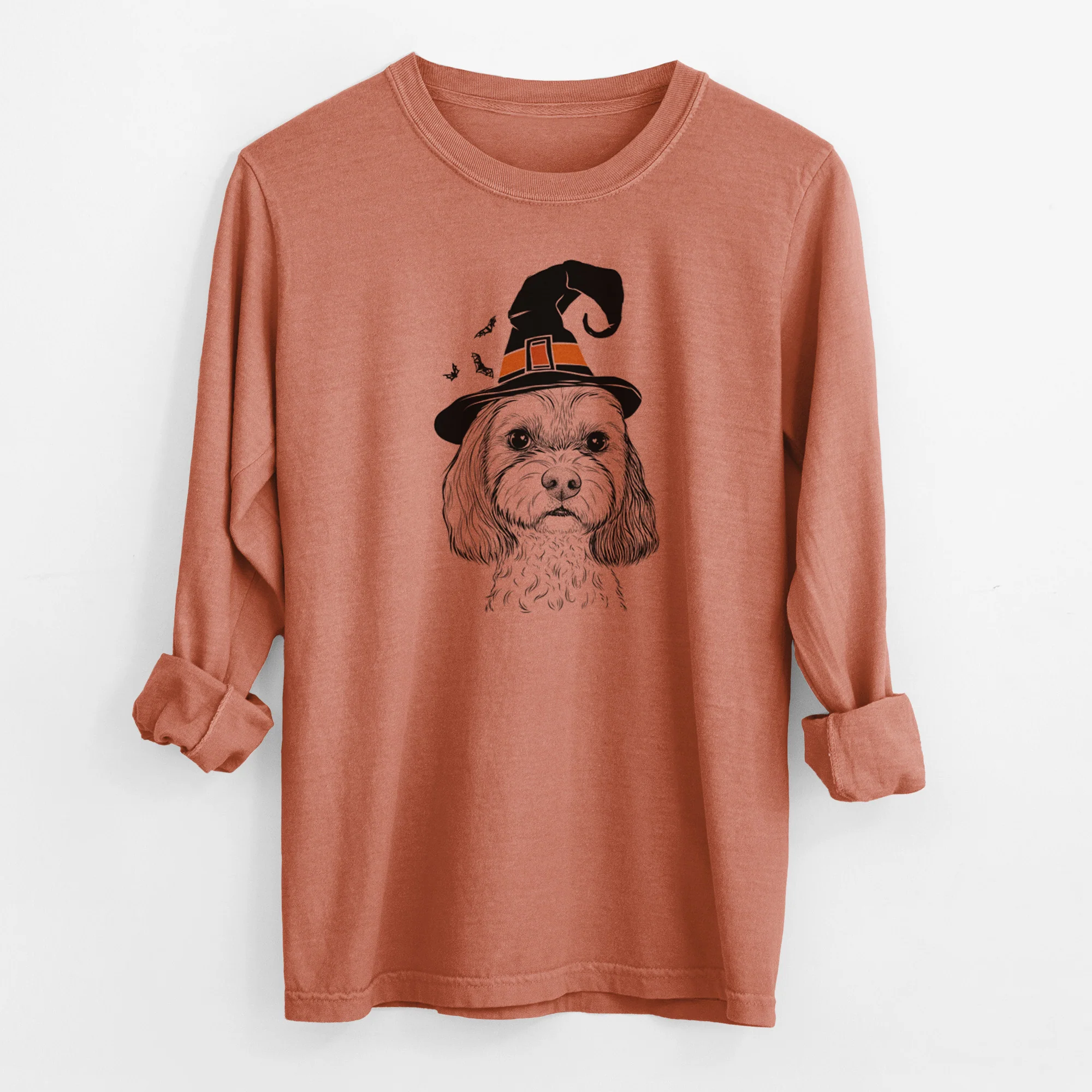 Witch Jasper Diggins the Cavapoo - Men's Heavyweight 100% Cotton Long Sleeve