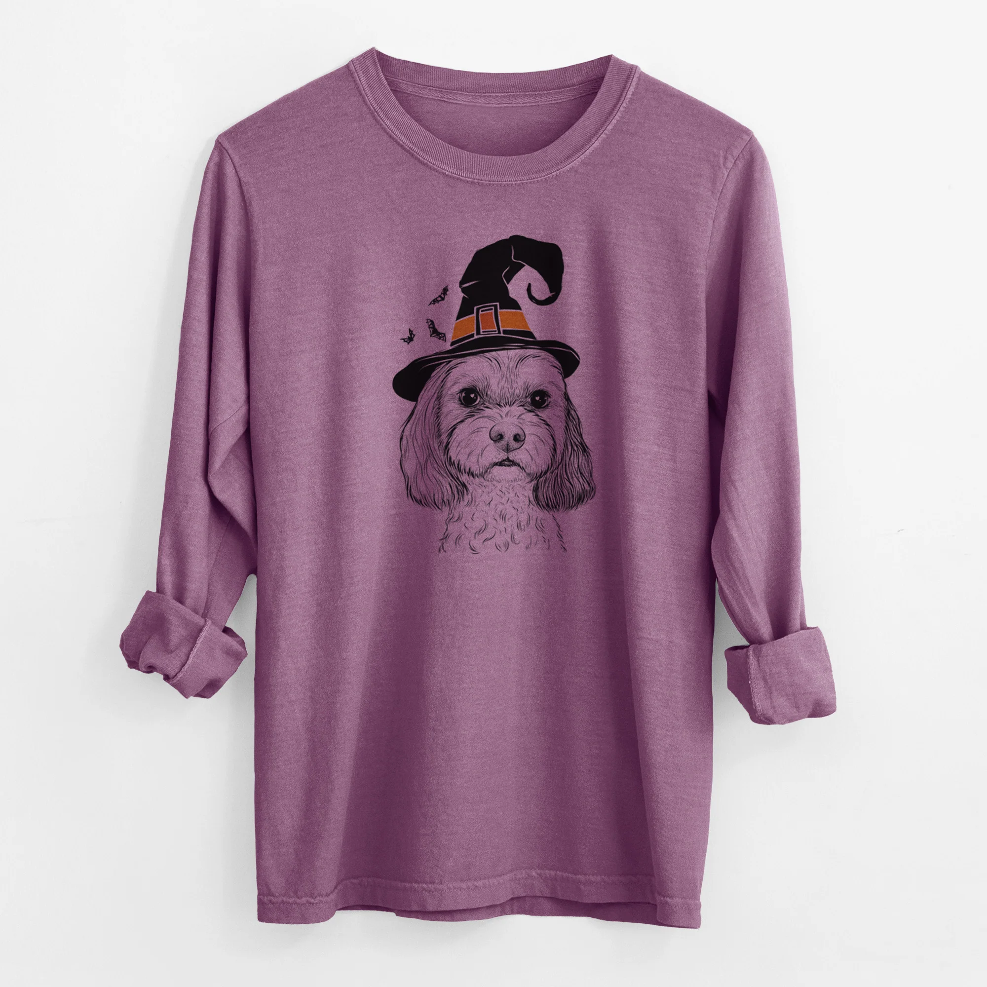 Witch Jasper Diggins the Cavapoo - Men's Heavyweight 100% Cotton Long Sleeve - Image 10
