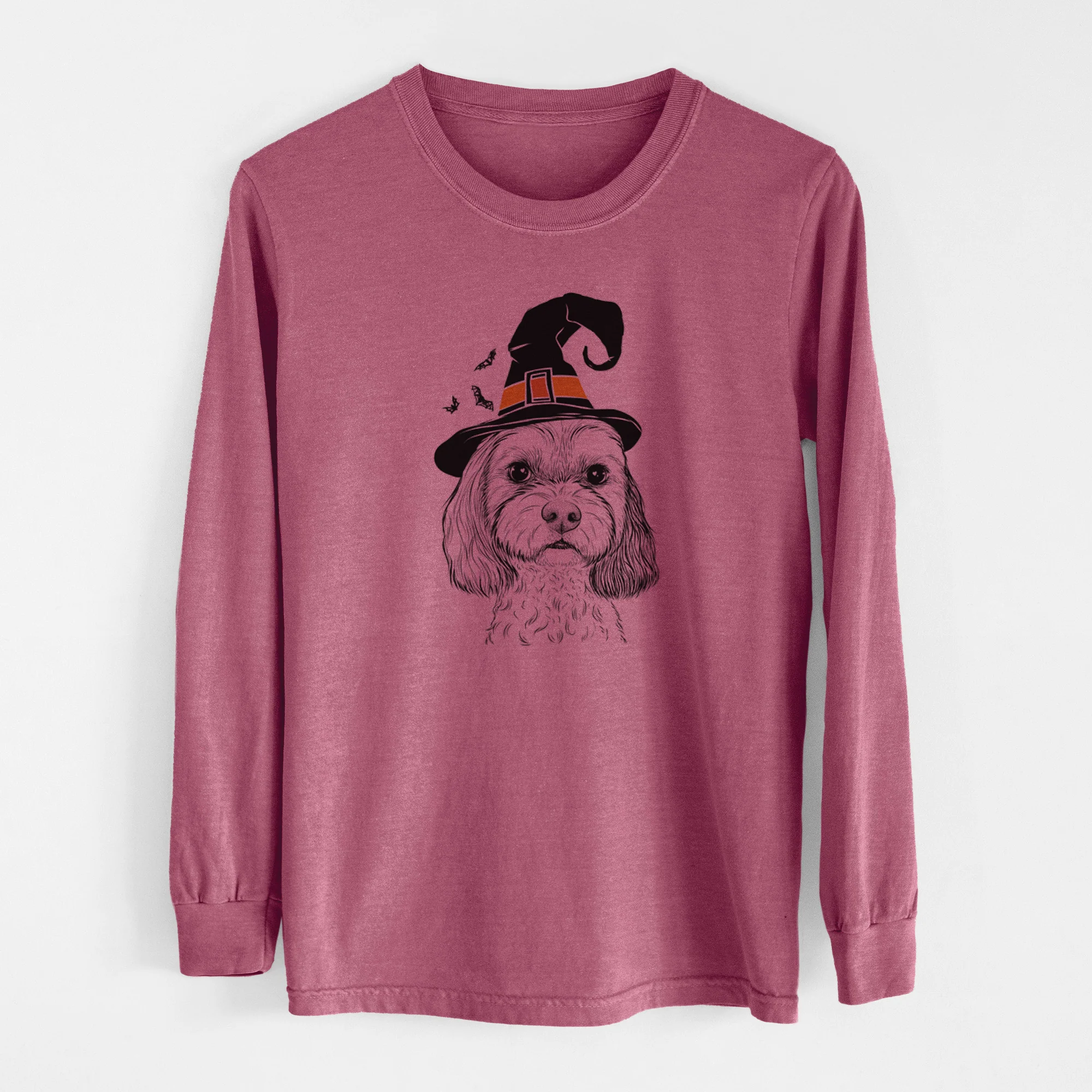 Witch Jasper Diggins the Cavapoo - Men's Heavyweight 100% Cotton Long Sleeve - Image 11