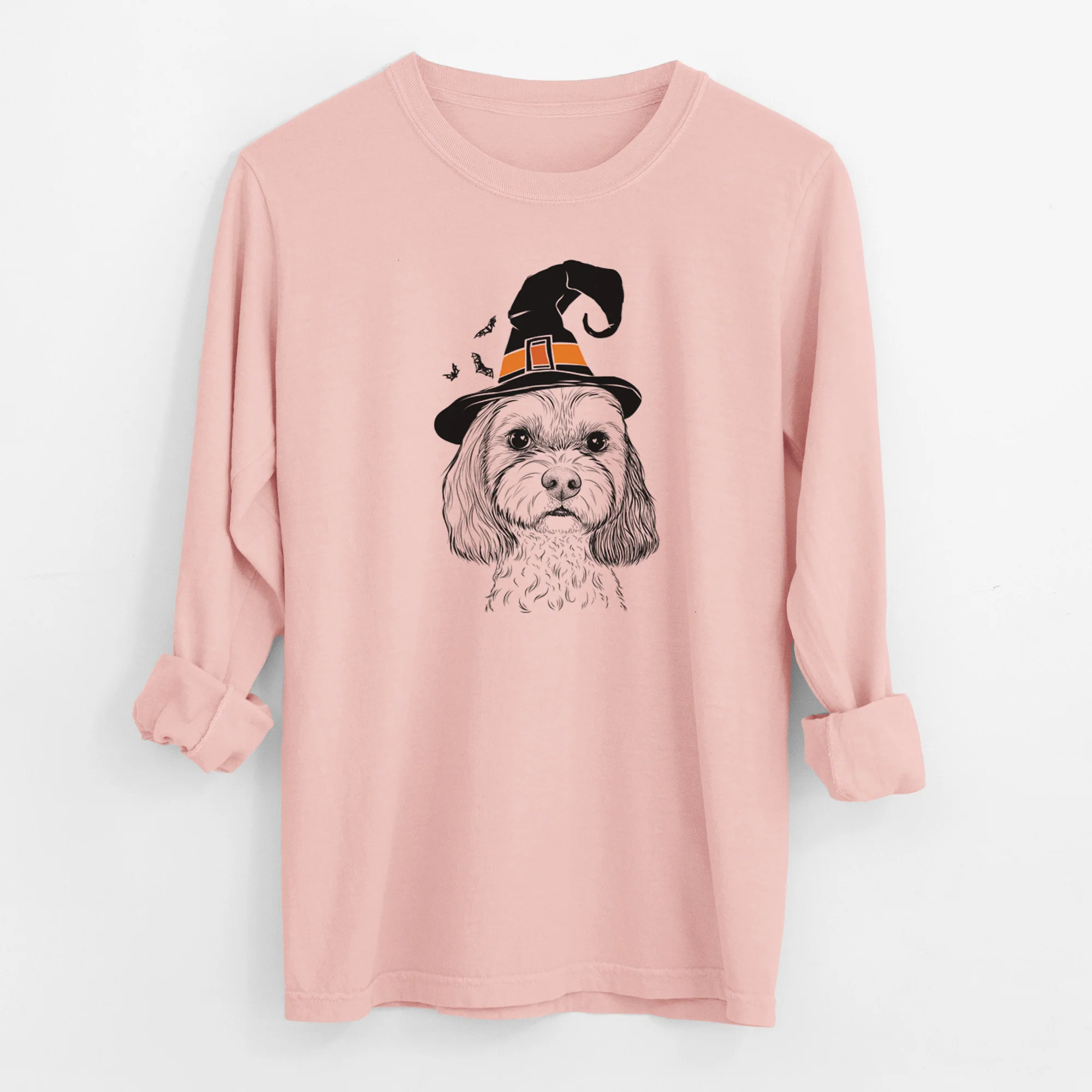 Witch Jasper Diggins the Cavapoo - Men's Heavyweight 100% Cotton Long Sleeve - Image 12