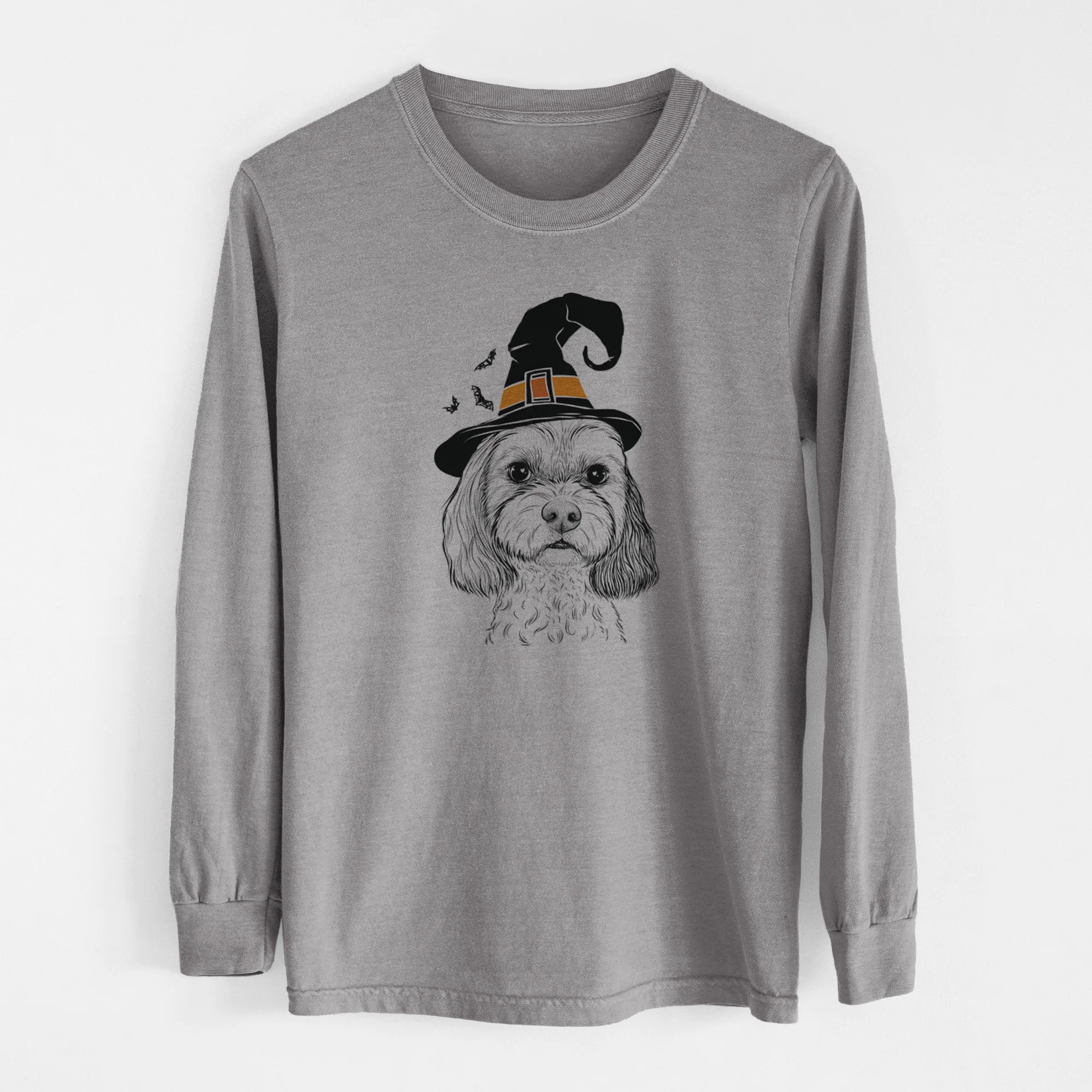 Witch Jasper Diggins the Cavapoo - Men's Heavyweight 100% Cotton Long Sleeve - Image 7