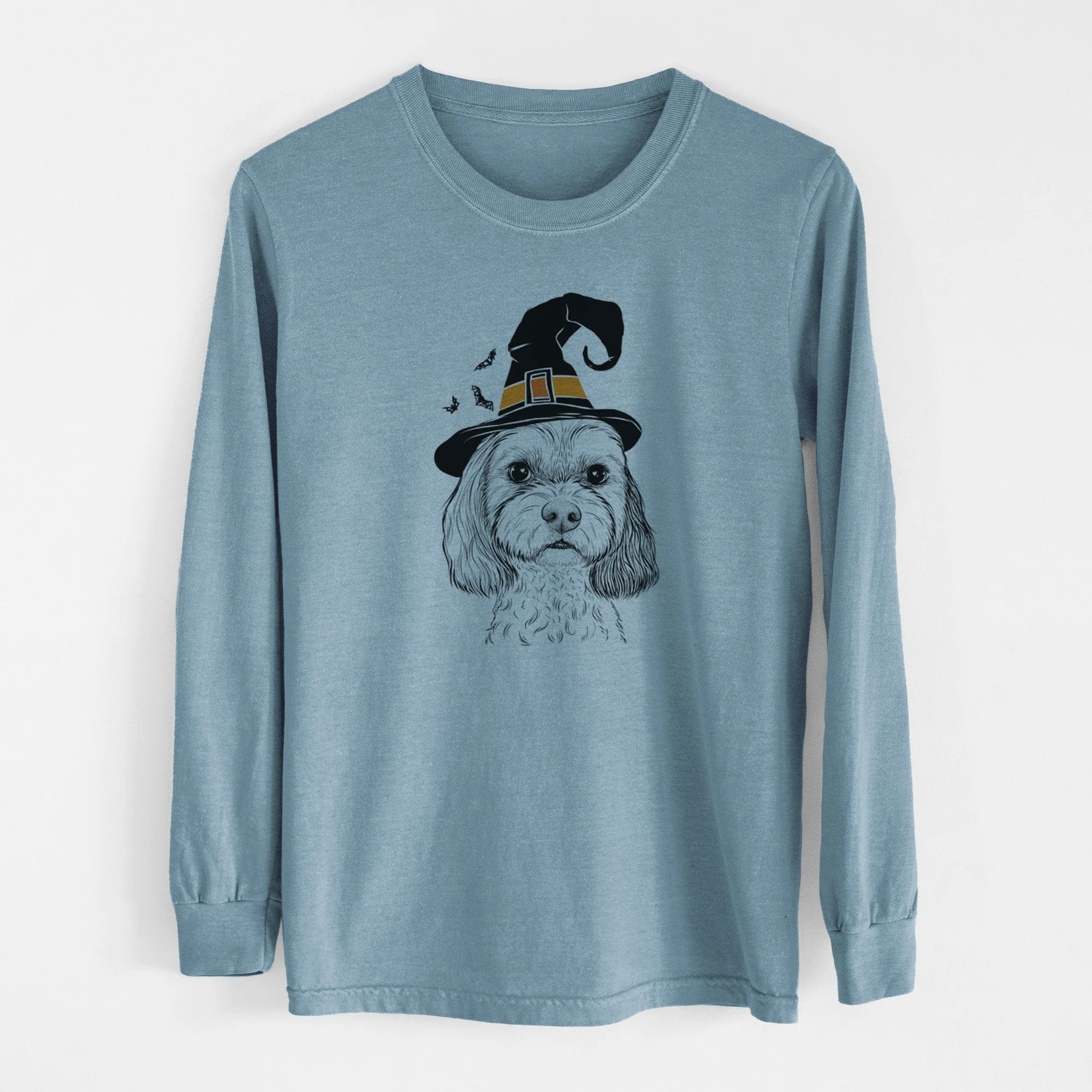 Witch Jasper Diggins the Cavapoo - Men's Heavyweight 100% Cotton Long Sleeve - Image 8