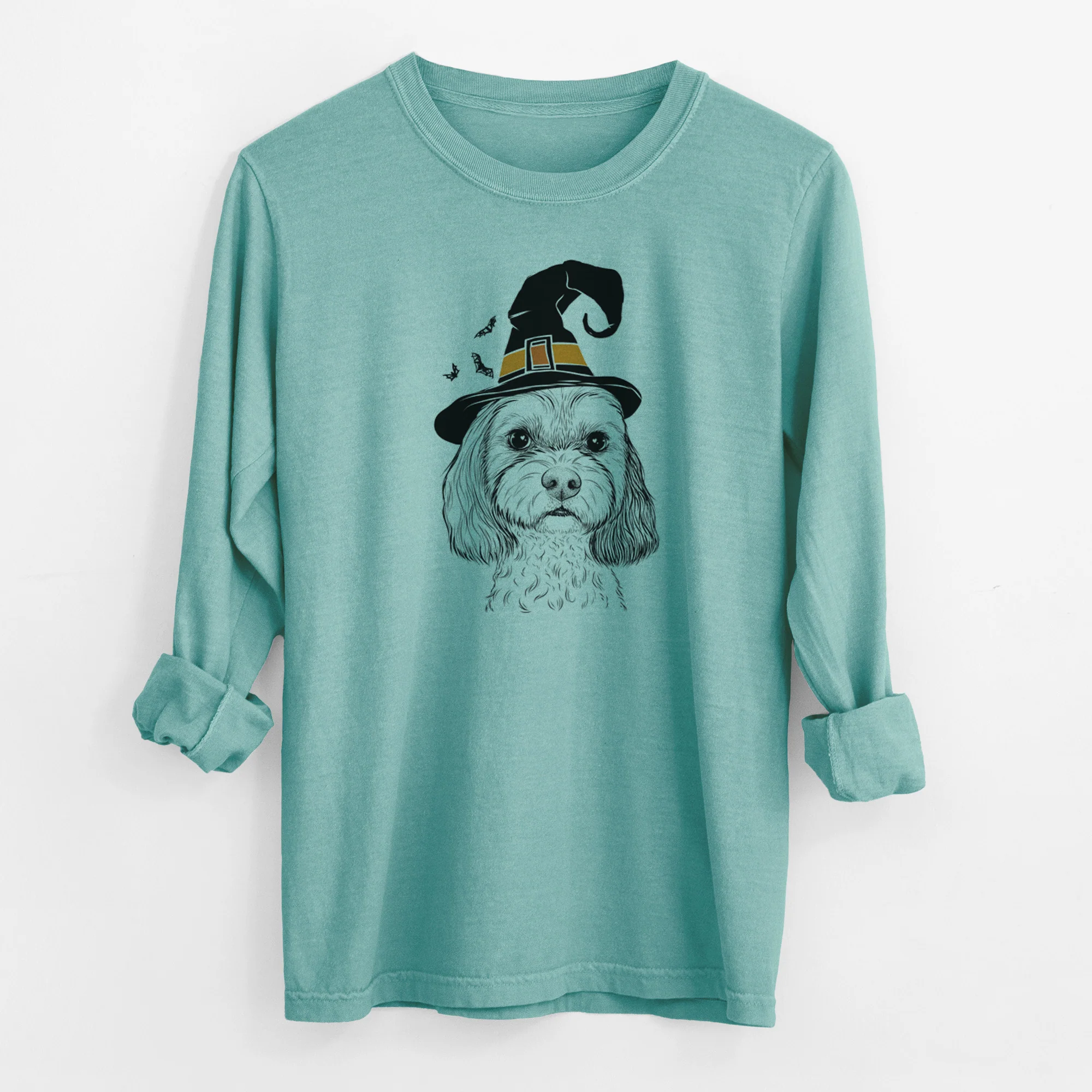 Witch Jasper Diggins the Cavapoo - Men's Heavyweight 100% Cotton Long Sleeve - Image 9