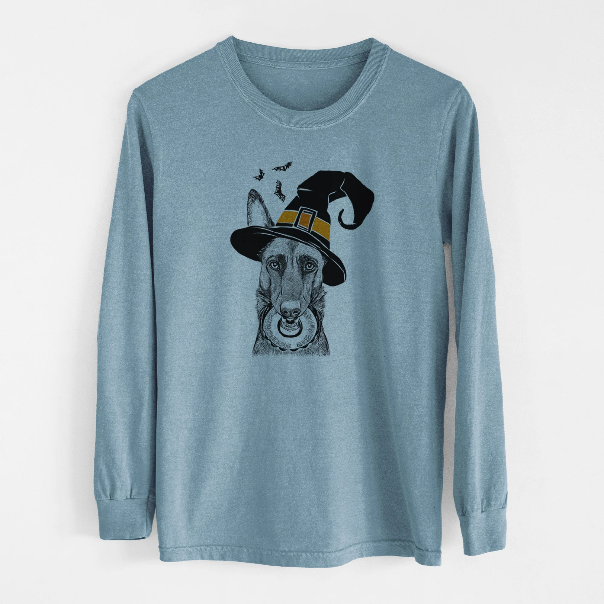 Witch Juno the Belgian Malinois - Men's Heavyweight 100% Cotton Long Sleeve - Image 8
