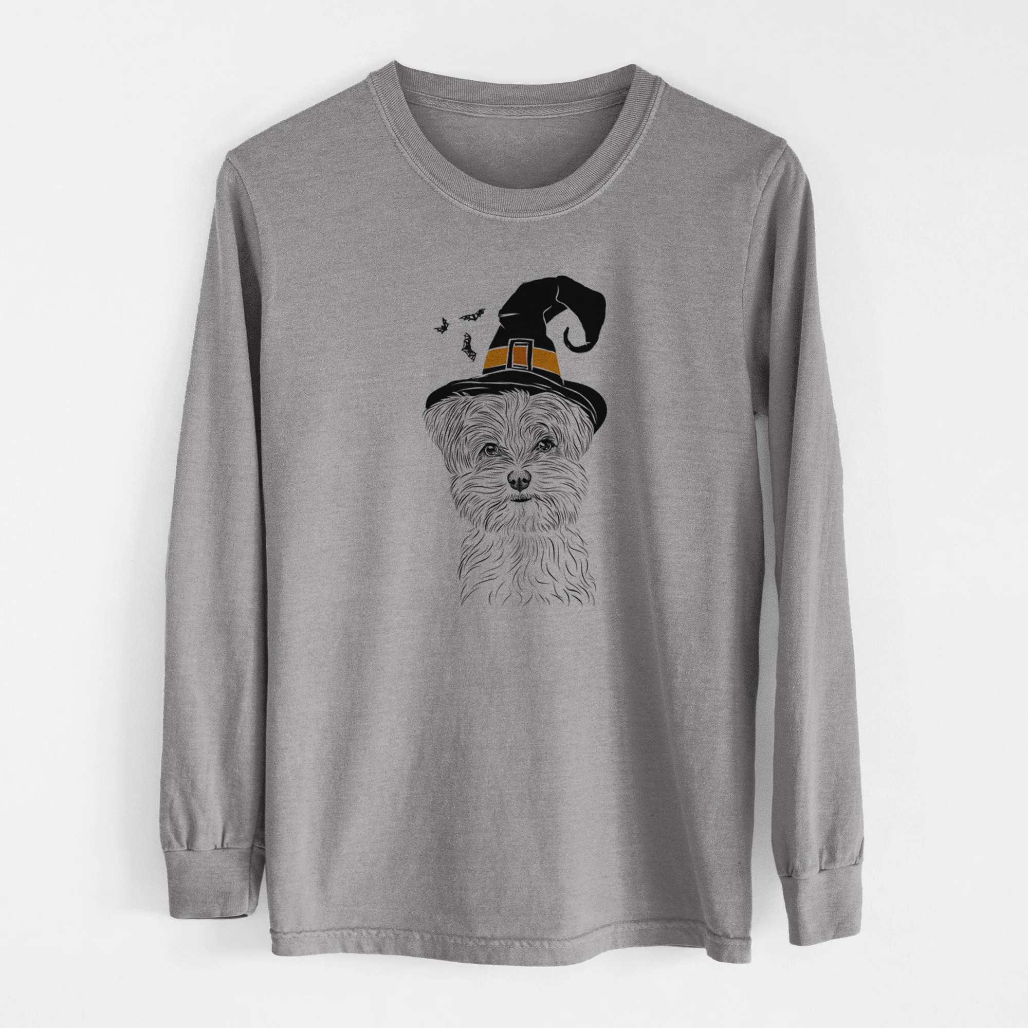 Witch Kiwi the Morkie - Men's Heavyweight 100% Cotton Long Sleeve - Image 7