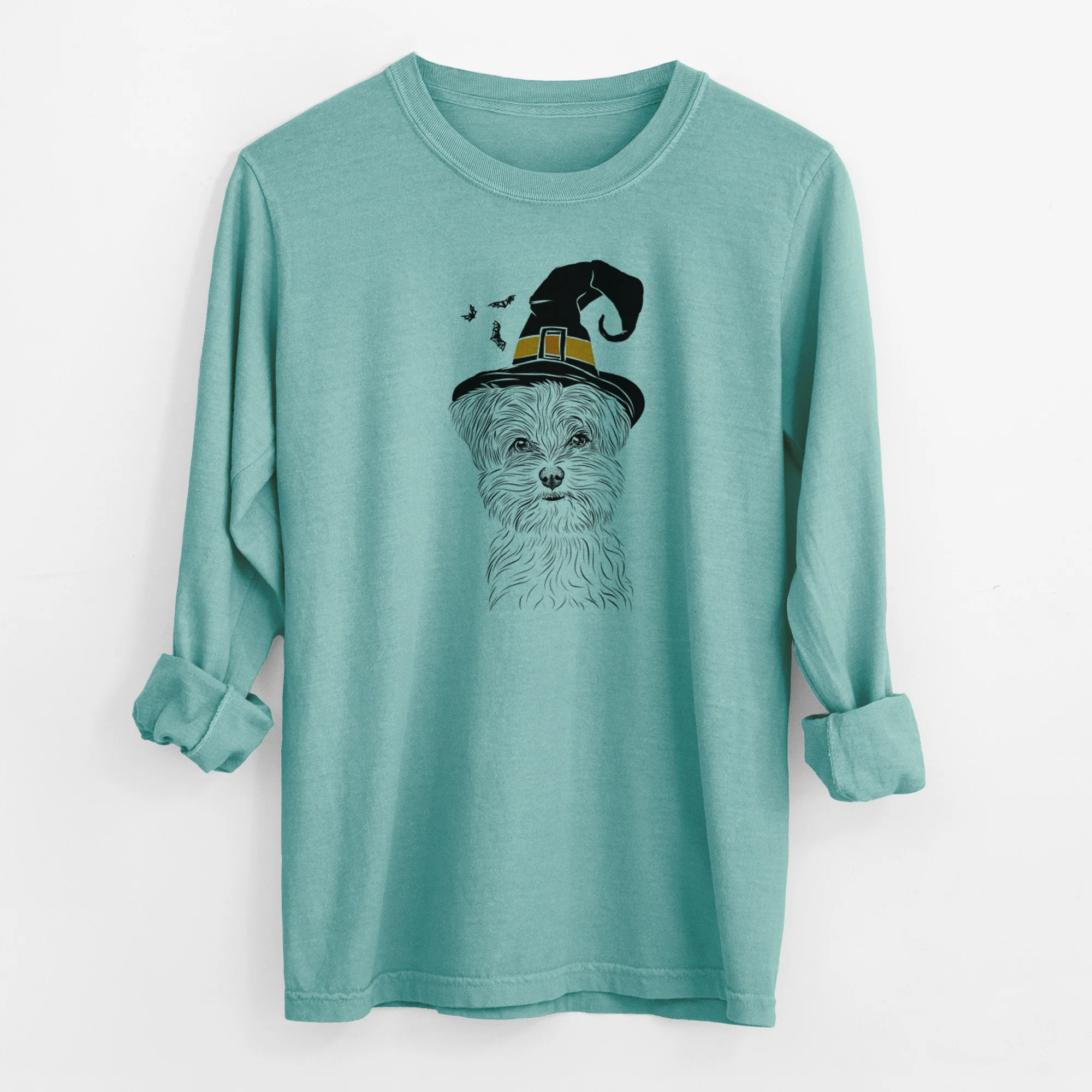 Witch Kiwi the Morkie - Men's Heavyweight 100% Cotton Long Sleeve - Image 9