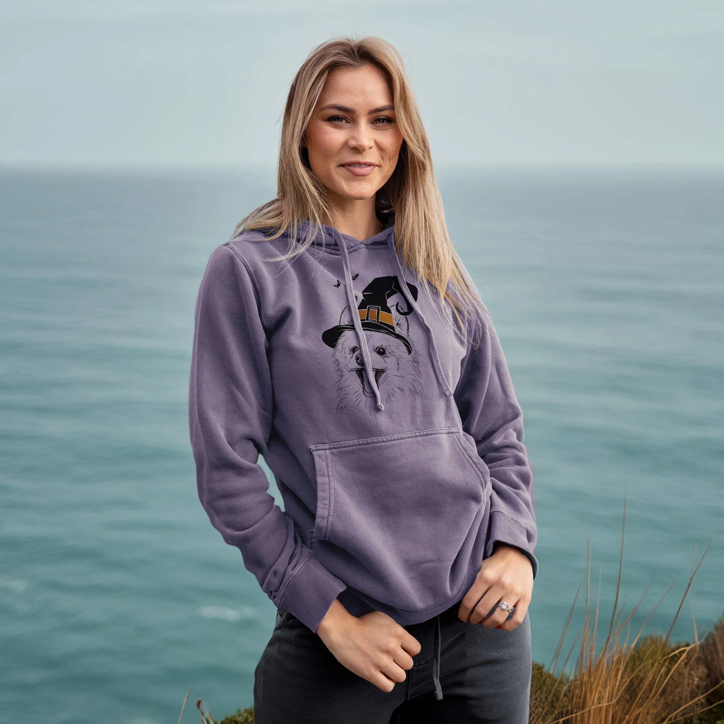 Witch Quinn the Pomeranian - Unisex Pigment Dyed Hoodie - Image 4