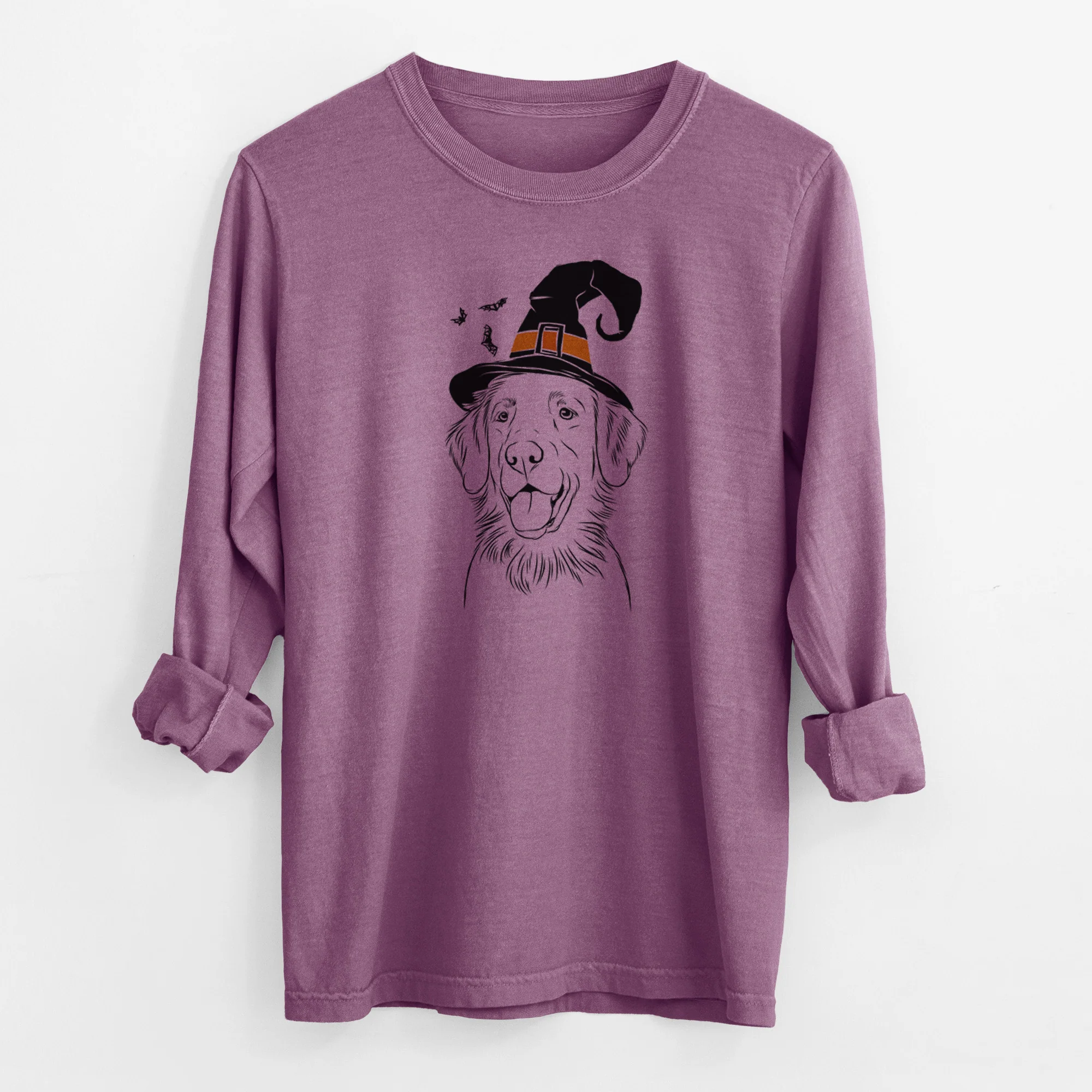 Witch Raisin the Flat Coated Retriever - Men's Heavyweight 100% Cotton Long Sleeve - Image 10