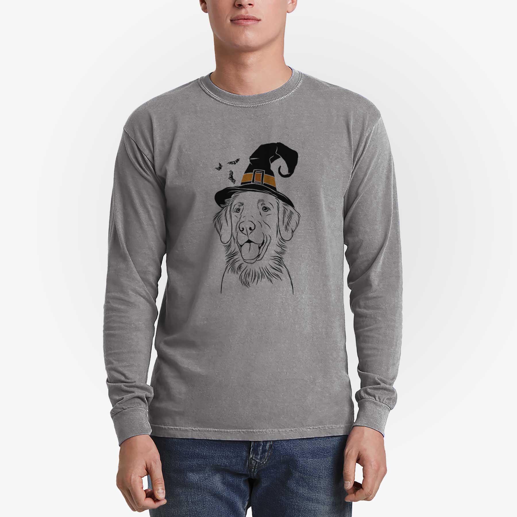 Witch Raisin the Flat Coated Retriever - Men's Heavyweight 100% Cotton Long Sleeve - Image 5
