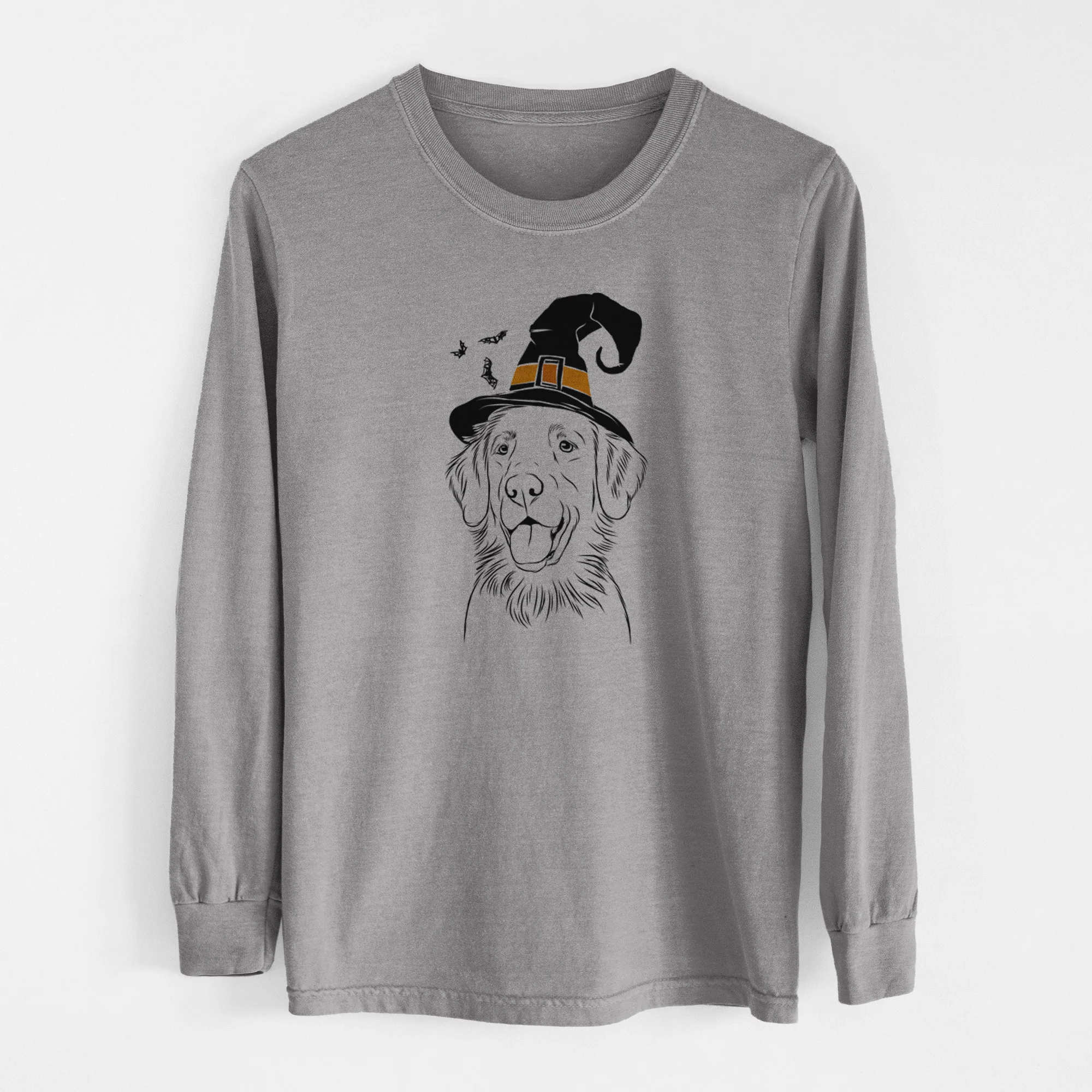 Witch Raisin the Flat Coated Retriever - Men's Heavyweight 100% Cotton Long Sleeve - Image 7