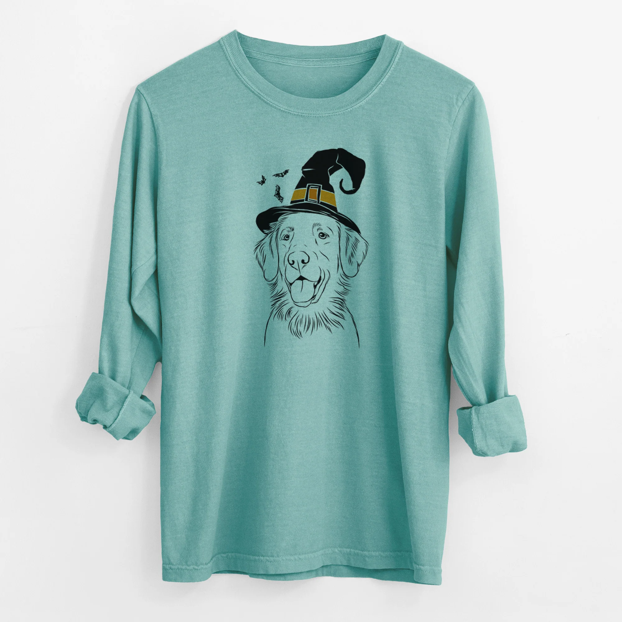 Witch Raisin the Flat Coated Retriever - Men's Heavyweight 100% Cotton Long Sleeve - Image 9