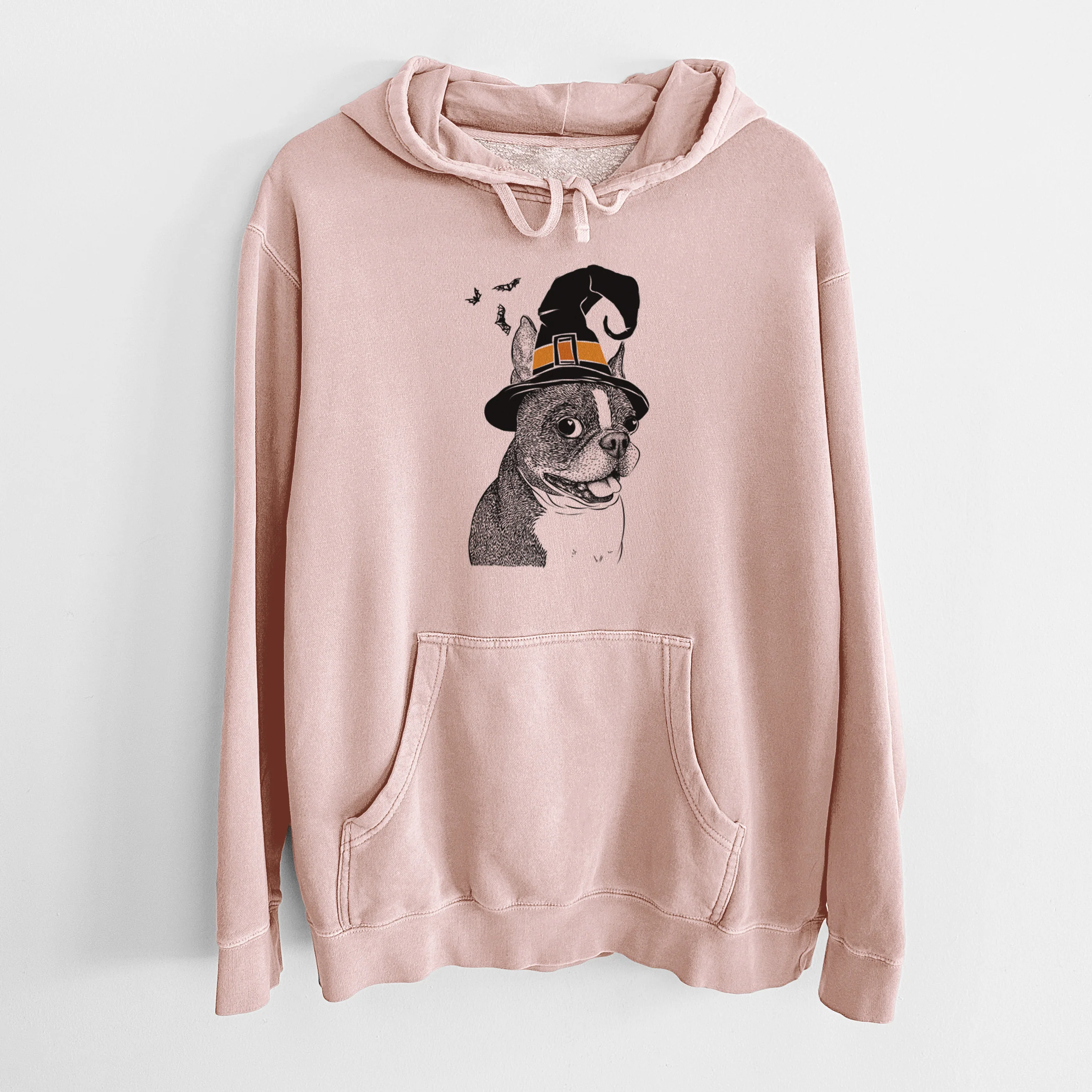 Witch Ralphie the Boston Terrier - Unisex Pigment Dyed Hoodie - Image 5