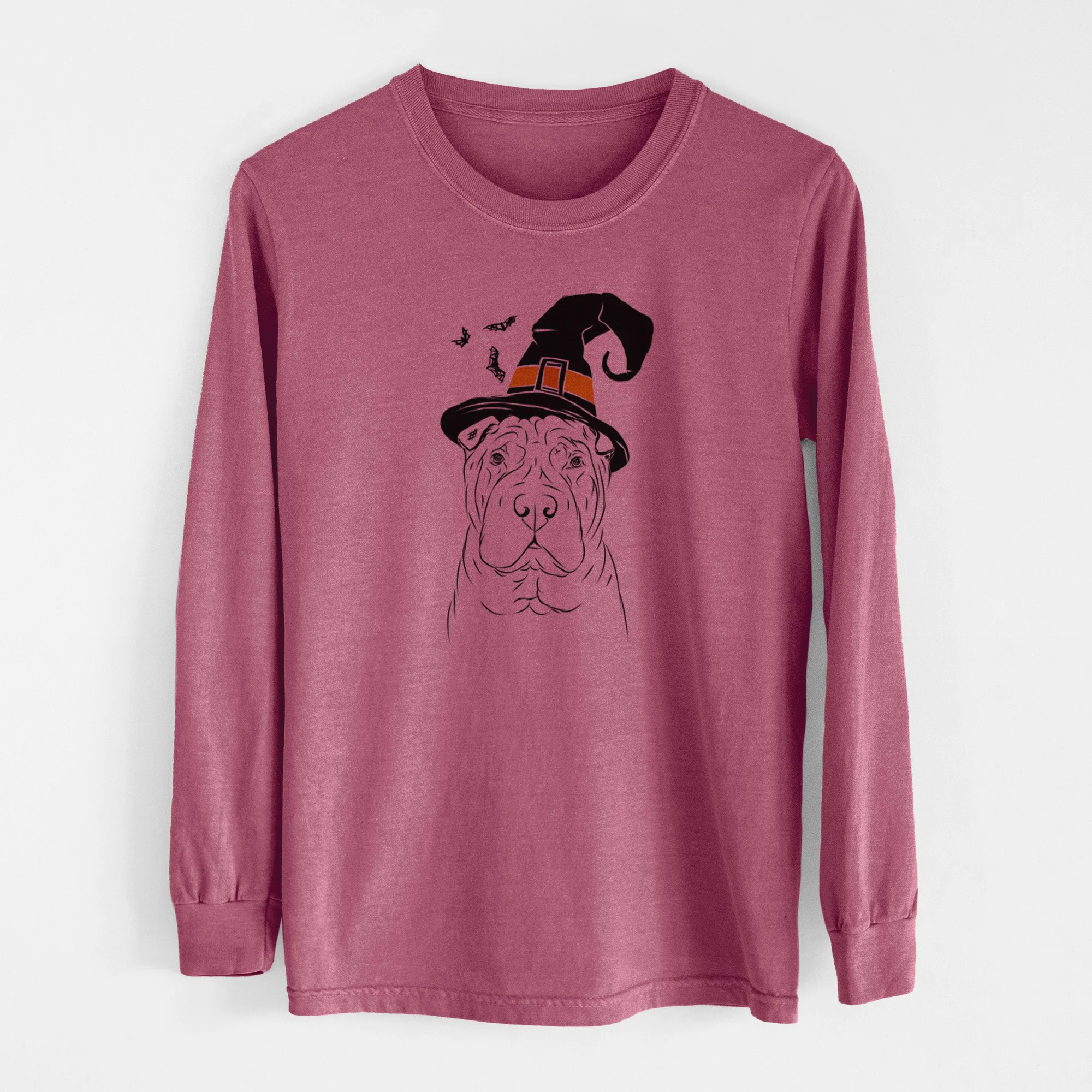 Witch Sharpy the Shar Pei - Men's Heavyweight 100% Cotton Long Sleeve - Image 11