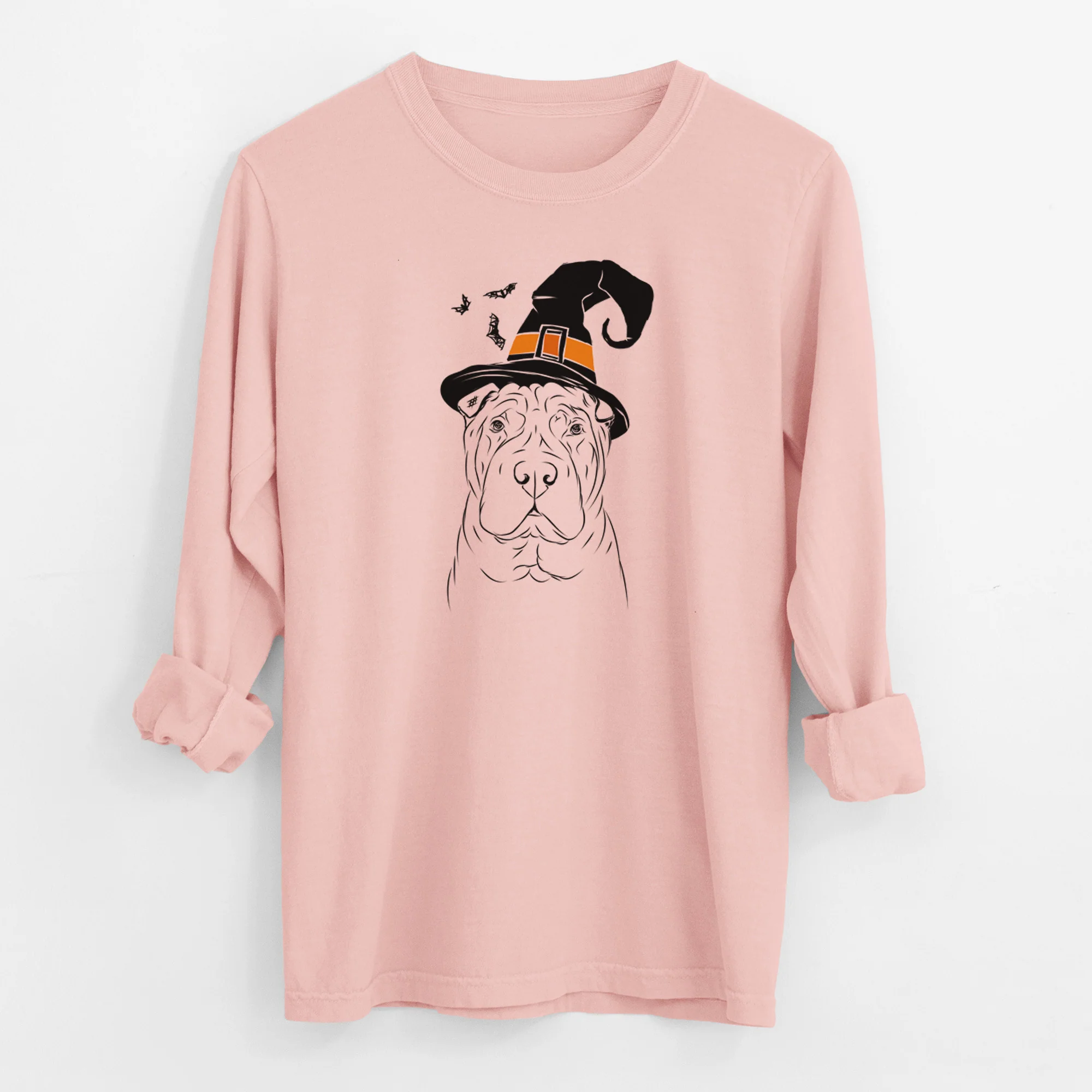 Witch Sharpy the Shar Pei - Men's Heavyweight 100% Cotton Long Sleeve - Image 12