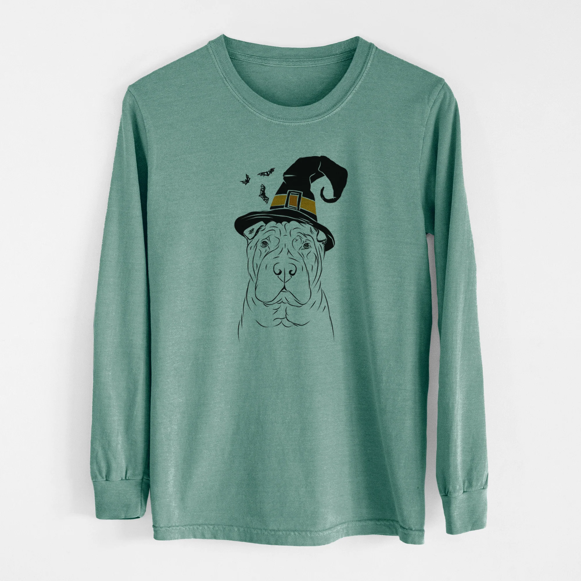 Witch Sharpy the Shar Pei - Men's Heavyweight 100% Cotton Long Sleeve - Image 13