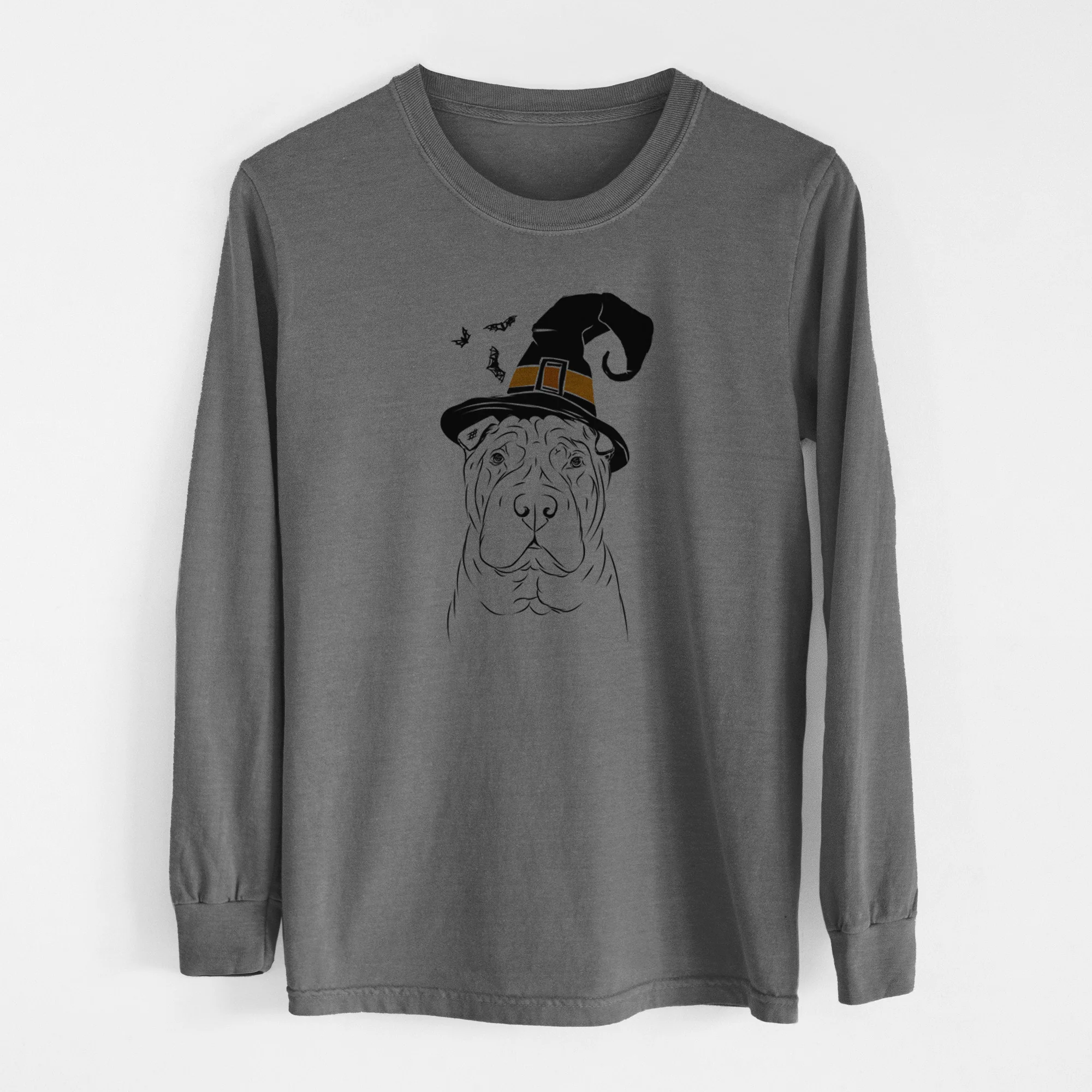 Witch Sharpy the Shar Pei - Men's Heavyweight 100% Cotton Long Sleeve - Image 14