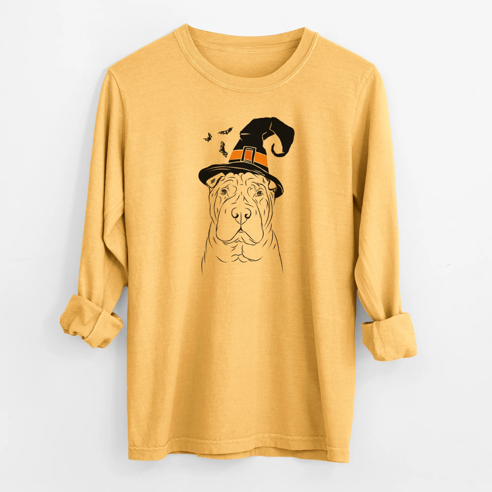 Witch Sharpy the Shar Pei - Men's Heavyweight 100% Cotton Long Sleeve - Image 3