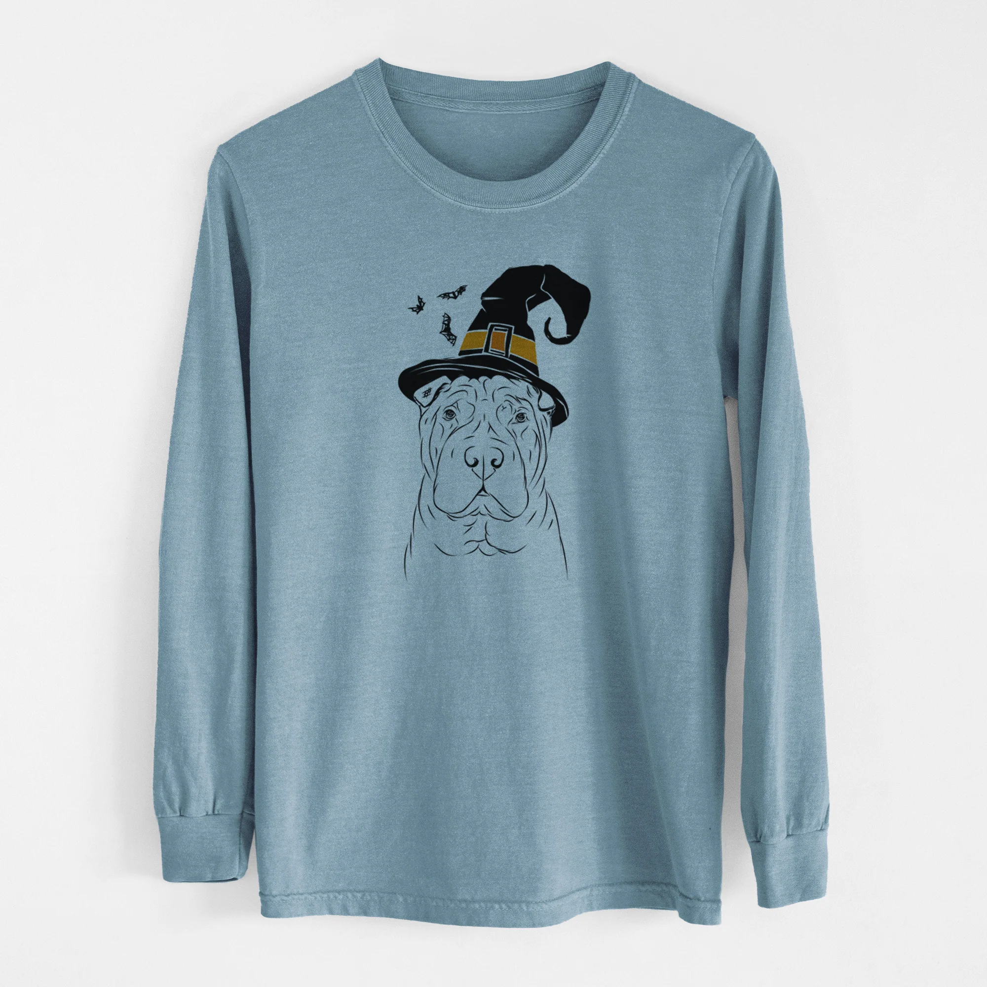 Witch Sharpy the Shar Pei - Men's Heavyweight 100% Cotton Long Sleeve - Image 8