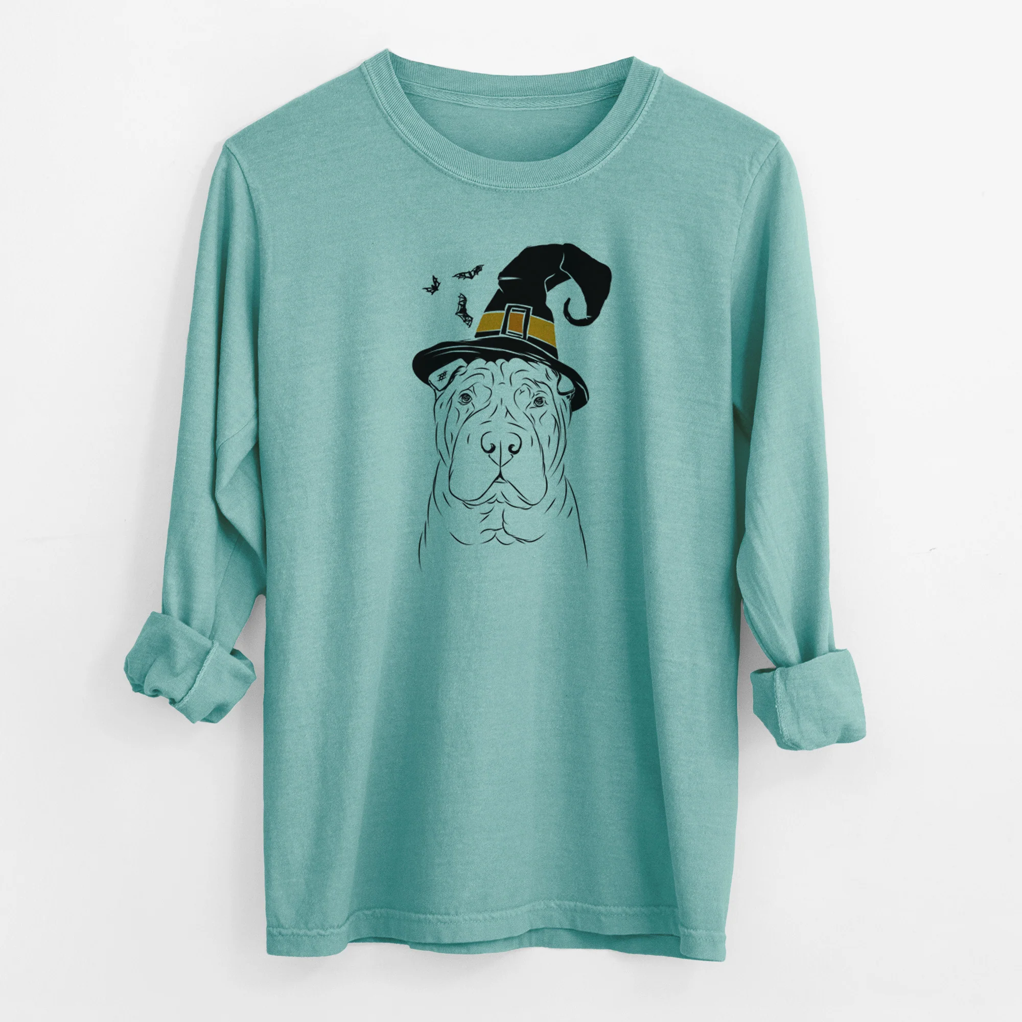 Witch Sharpy the Shar Pei - Men's Heavyweight 100% Cotton Long Sleeve - Image 9