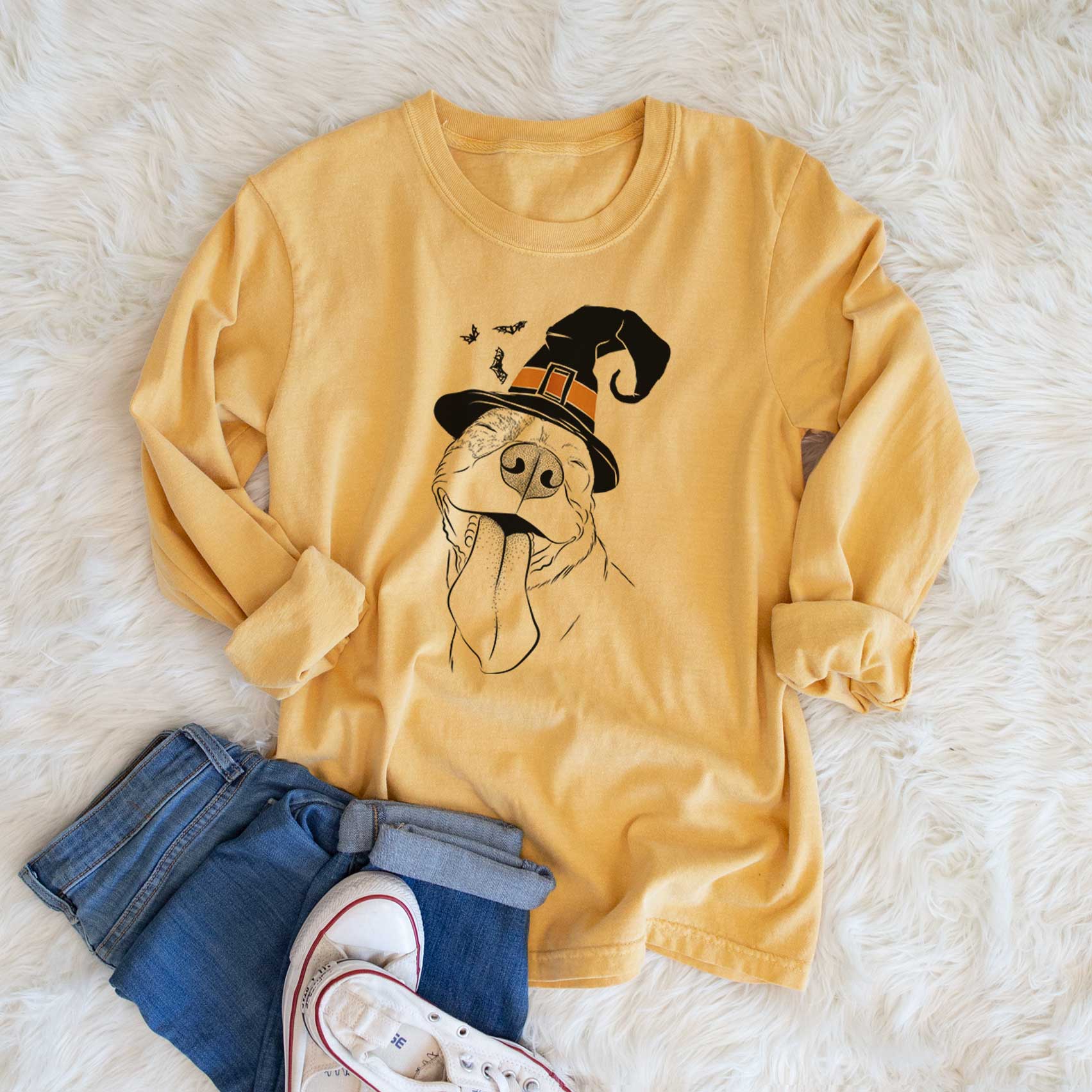 Witch Xena the American Staffordshire Terrier - Men's Heavyweight 100% Cotton Long Sleeve - Image 6