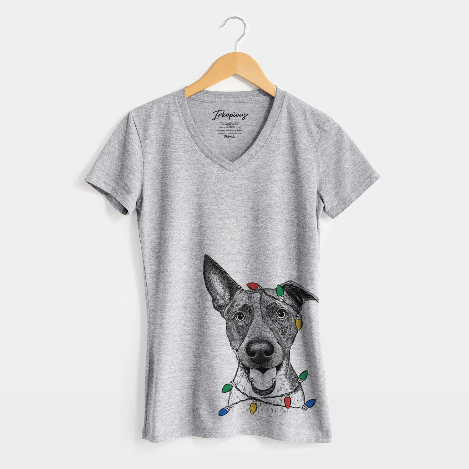 Christmas Lights Amigo the Heeler Mix - Women's Perfect V-neck Shirt - Image 4